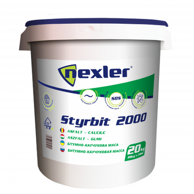 Бітумно-каучукова мастика на водній основі, клей для пінополістиролу NEXLER STYRBIT 2000, 20 кг