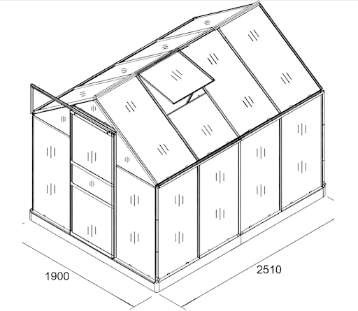 Садовая теплица из поликарбоната 4,75 м&sup2; (2,5 х 1,9 х 1,95 м), Прозрачная
