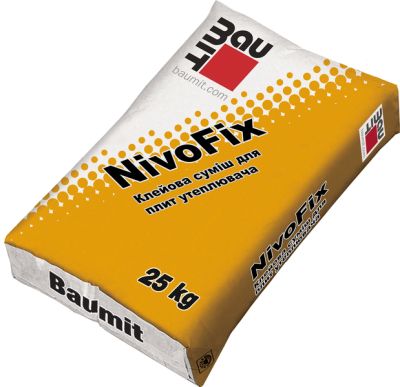 Фасадный клей для плит из пенополистирола и минеральной ваты Baumit NivoFix, 25 кг