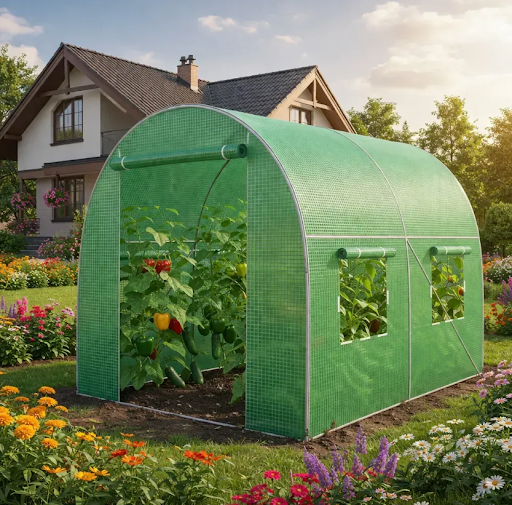 Садовая теплица 4 м&sup2; (2&times;2&times;2 м) с окнами, армированная пленка UV-4, Зеленая