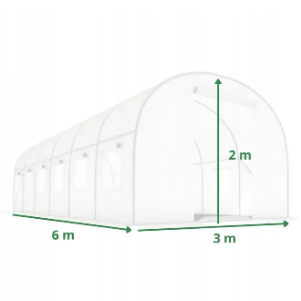 Садовая теплица 18 м&sup2; (6 х 3 х 2 м) с армированной пленкой UV-4, с окнами, Белая