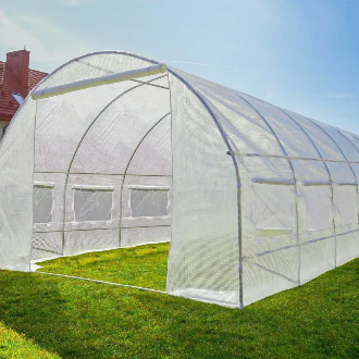 Садовая теплица 18 м&sup2; (6 х 3 х 2 м) с армированной пленкой UV-4, с окнами, Белая