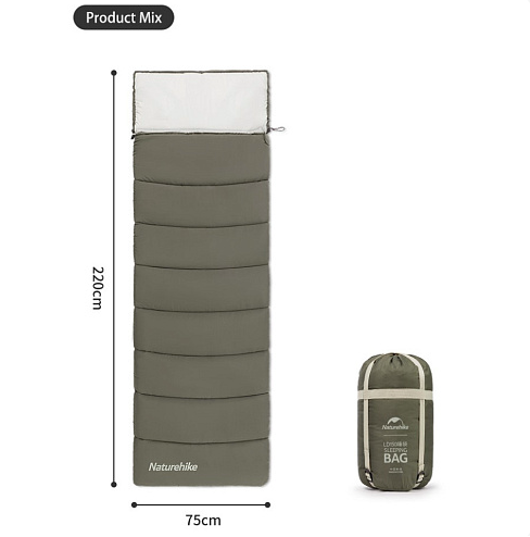Спальник с капюшоном Naturehike LD350 CNK2300SD016, темно-зеленый