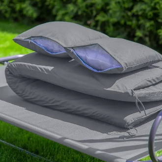 Садовая качель - лежак 2в1 "Relax Plus" FunFit 3 местная, с навесом и подушками (Серая)