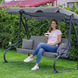 Садовая качель - лежак 2в1 "Relax Plus" FunFit 3 местная, с навесом и подушками (Серая)