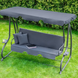 Садовая качель - лежак 2в1 "Relax Plus" FunFit 3 местная, с навесом и подушками (Серая)