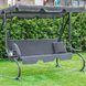 Садовая качель - лежак 2в1 "Relax Plus" FunFit 3 местная, с навесом и подушками (Серая)