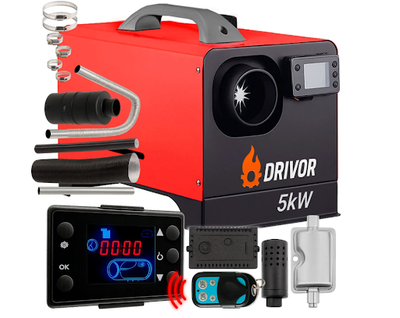 Автономный дизельный обогреватель Drivor (12В/24В/220В) с LCD-дисплеем и пультом ДУ.