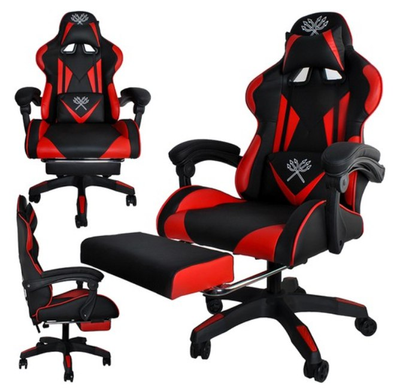 Кресло геймерское из экокожи с подставкой для ног Dunmoon (Red)