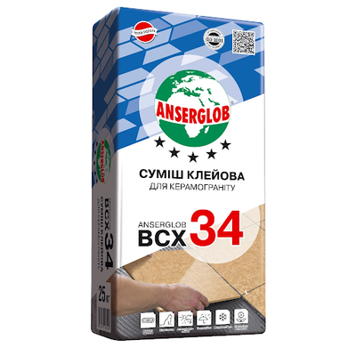 BCX 34 25кг-Смесь клеевая для керамогранита ANSERGLOB