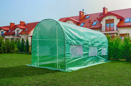 Садова теплиця 7 м&sup2; (3,5 &times; 2 &times; 2 м) з вікнами, армована плівка UV-4, Зелена