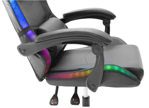 Геймерське крісло Grizzly з RGB LED підсвіткою (12 режимів), Чорний