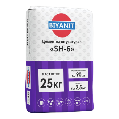 Цементная штукатурка "SH-6", 25кг BIYANIT