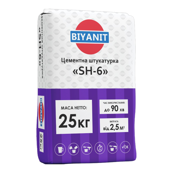 Цементна штукатурка "SH-6", 25кг BІYANIT