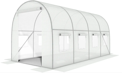 Садовая теплица 10 м&sup2; (4 х 2,5 х 2 м) с армированной пленкой UV-4, с окнами, Белая