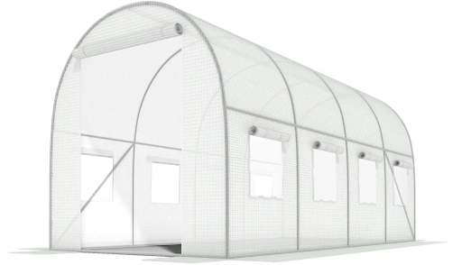 Садовая теплица 10 м&sup2; (4 х 2,5 х 2 м) с армированной пленкой UV-4, с окнами, Белая