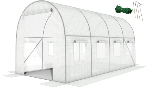 Садовая теплица 10 м&sup2; (4 х 2,5 х 2 м) с армированной пленкой UV-4, с окнами, Белая