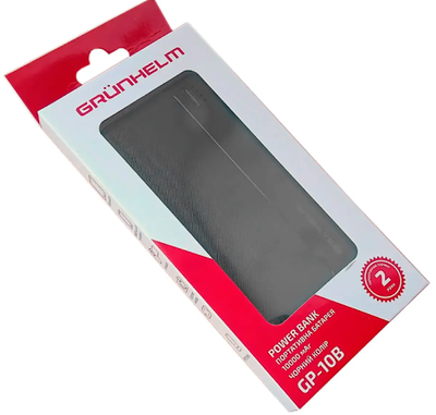 Power Bank - Портативная батарея 10.000 mAh. черный - GP-10B GRUNHELM